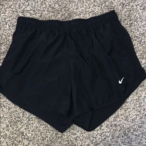 girls black nike running shorts